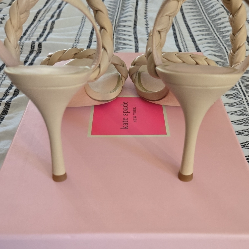 KATE SPADE NEW YORK saffron braided slingback sandals in Warm Stone 7.5 NEW NIB - Picture 8 of 9